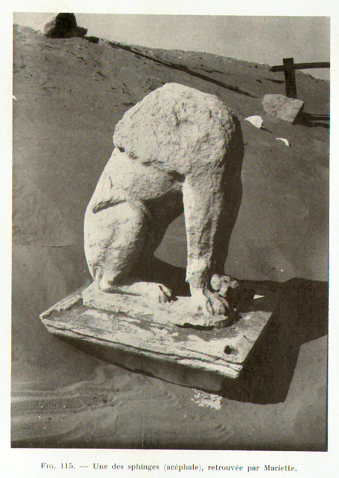 One of the sphinxes found by Mariette in the dromos of the Serapeum at Memphis