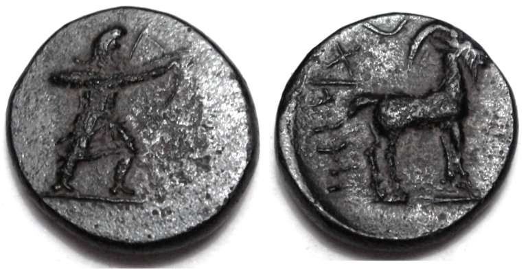 Cappadocia, Ariarathes I or uncertain dynast. AE13. 330-322 BC. Archer or Satrap, wearing Cop (Cappadocia.jpg